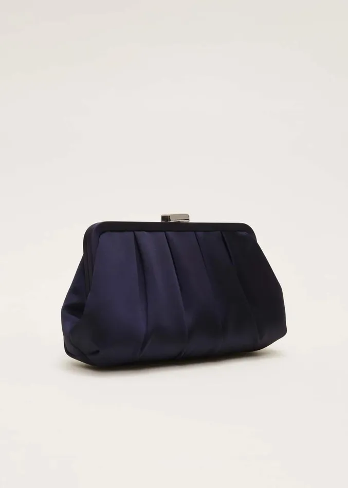 Navy Satin Pleated Clutch Bag French Navy Women Phase Eight Bags and Clutches Navy Satin Pleated Clutch Bag French Navy Women Phase Eight Bags and Clutches