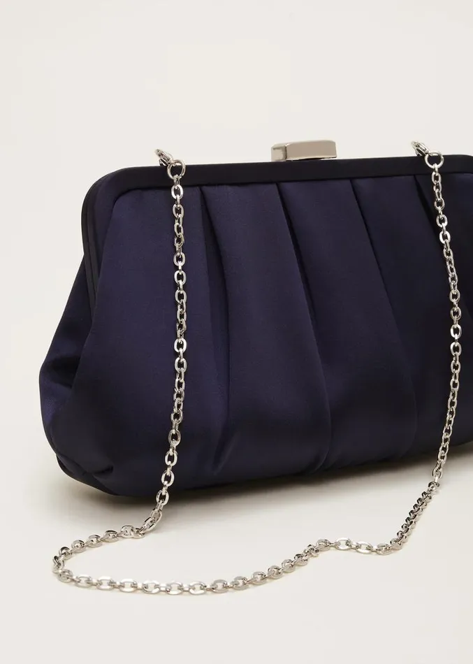 Navy Satin Pleated Clutch Bag French Navy Women Phase Eight Bags and Clutches Navy Satin Pleated Clutch Bag French Navy Women Phase Eight Bags and Clutches