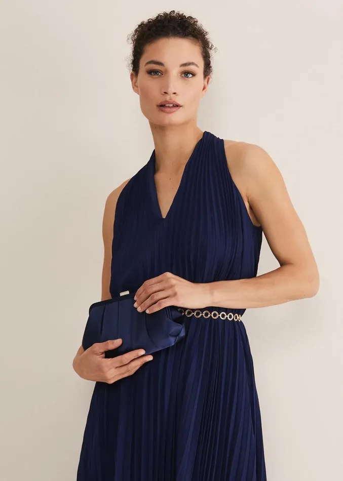 Navy Satin Pleated Clutch Bag French Navy Women Phase Eight Bags and Clutches Navy Satin Pleated Clutch Bag French Navy Women Phase Eight Bags and Clutches