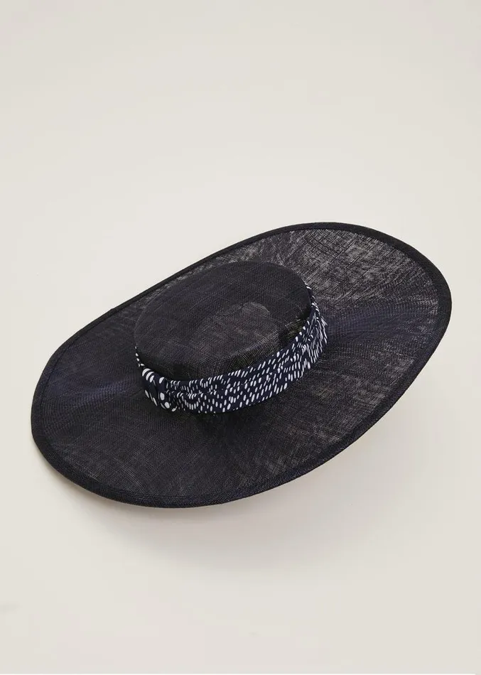 Navy Spotted Trim Boater Fascinator Navy Women Phase Eight Fascinators and Hats Navy Spotted Trim Boater Fascinator Navy Women Phase Eight Fascinators and Hats