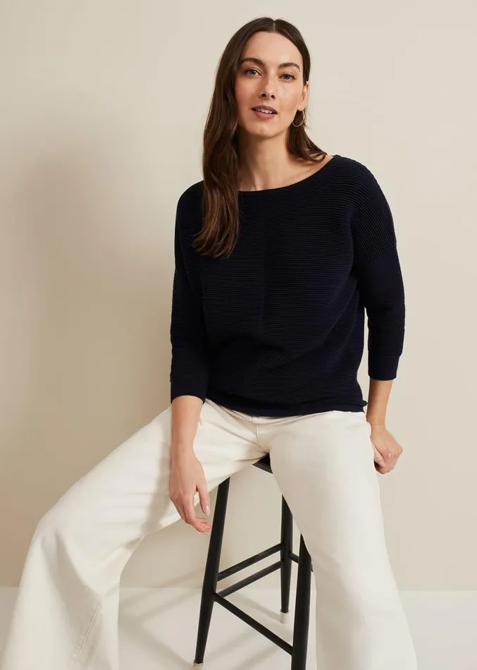 Nellie Ripple Jumper Navy Women Phase Eight Knitwear