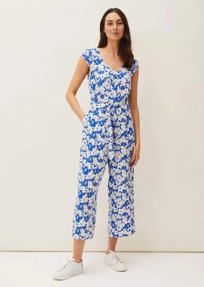 Nerissa Floral Wide Leg Jumpsuit Bluewhite Women Phase Eight Dresses