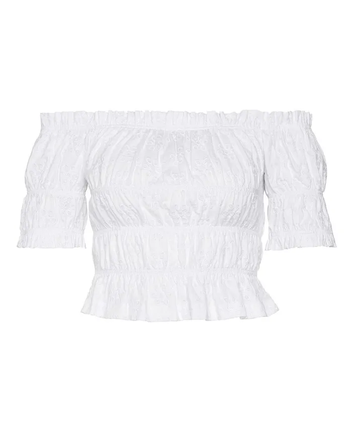 Nicola OffTheShoulder Top Classic White Women Barbour Shirts and Blouses