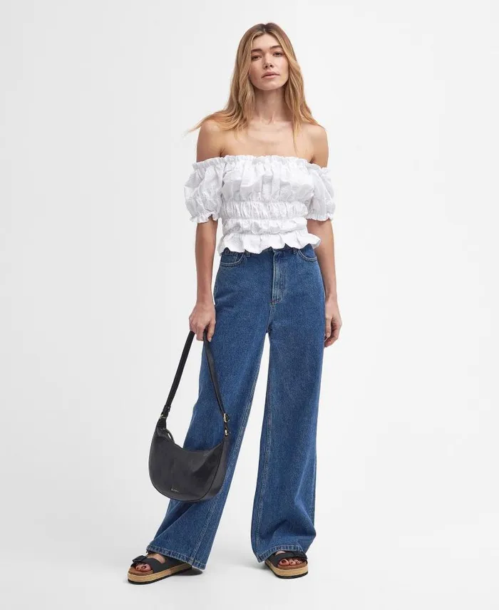 Nicola OffTheShoulder Top Classic White Women Barbour Shirts and Blouses