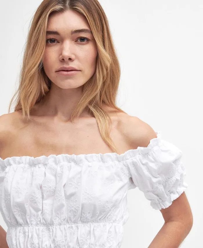 Nicola OffTheShoulder Top Classic White Women Barbour Shirts and Blouses