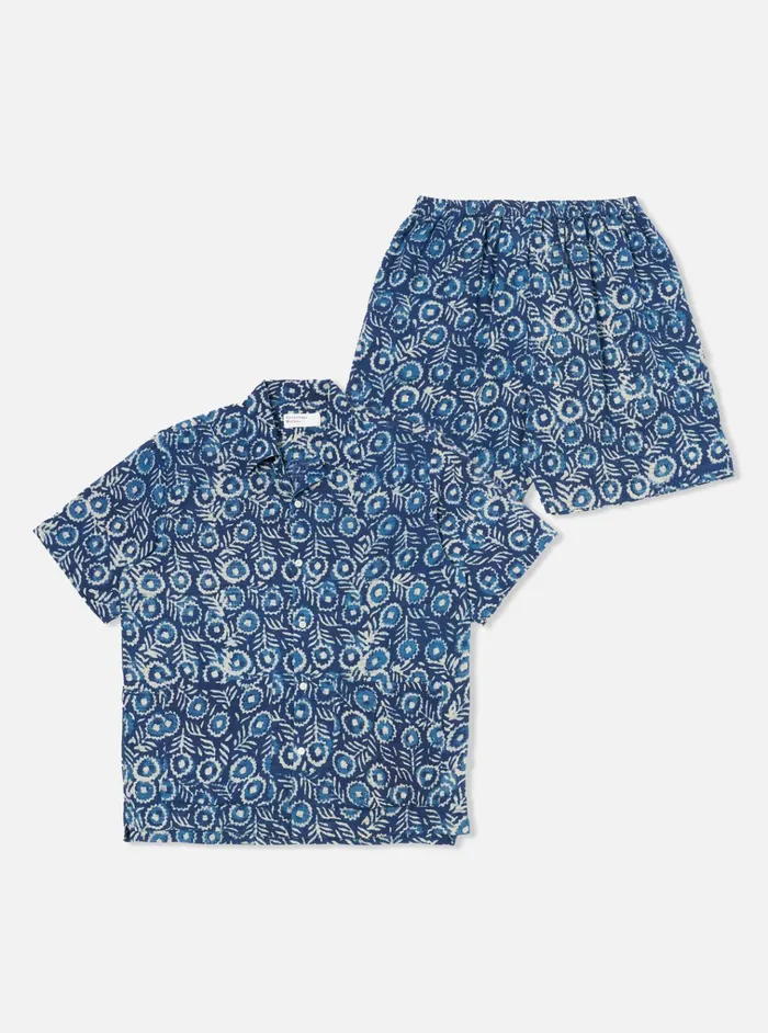 Nightwear Men Universal Works Universal Works Short Pyjama Set In Indigo Hand Block Print Nightwear Men Universal Works Universal Works Short Pyjama Set In Indigo Hand Block Print