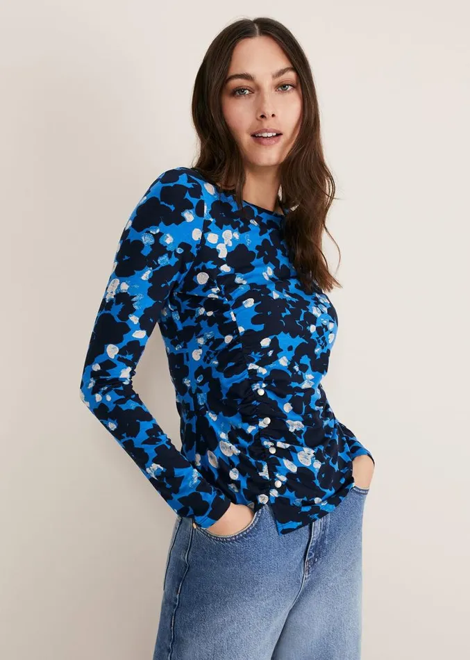 Niya Floral Print Top Bluemulti Women Phase Eight Tops and TShirts