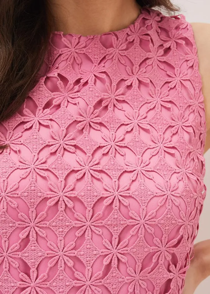 Novah Lace Midi Dress Candy Pink Women Phase Eight Dresses