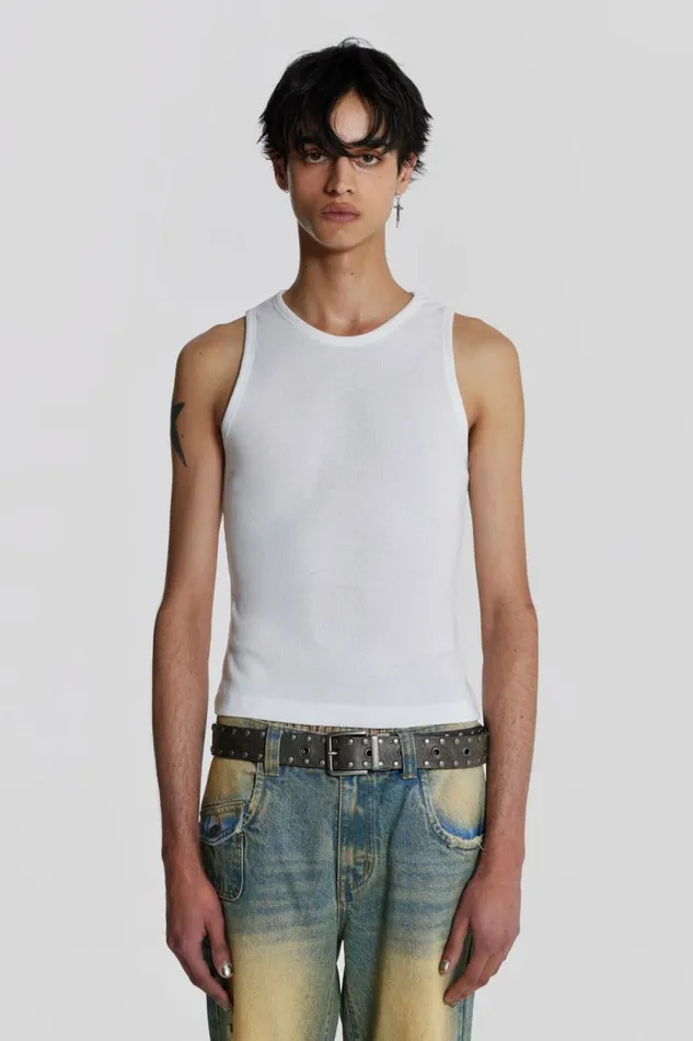 NTRLS White Rib Vest White WomenMen Jaded London Vests