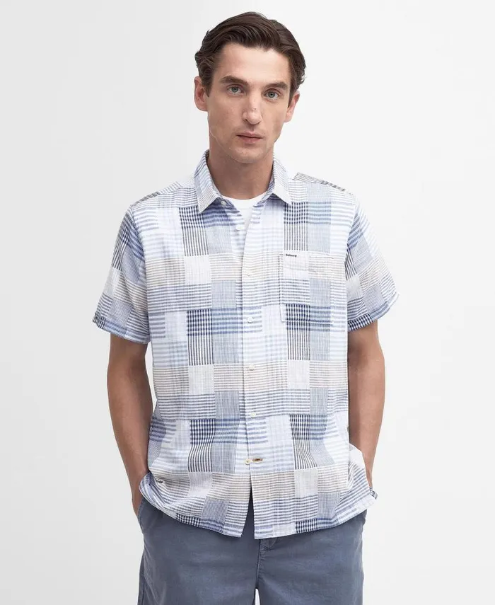 Oakshore Regular ShortSleeved Shirt Sky Men Barbour Shirts