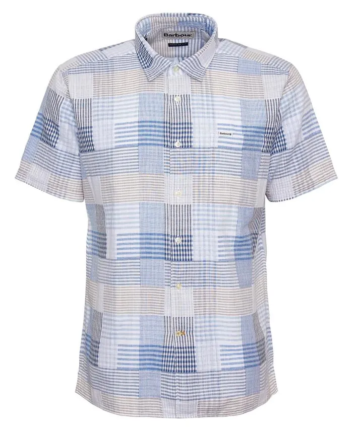 Oakshore Regular ShortSleeved Shirt Sky Men Barbour Shirts