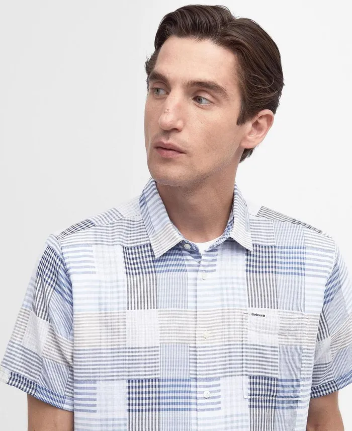 Oakshore Regular ShortSleeved Shirt Sky Men Barbour Shirts