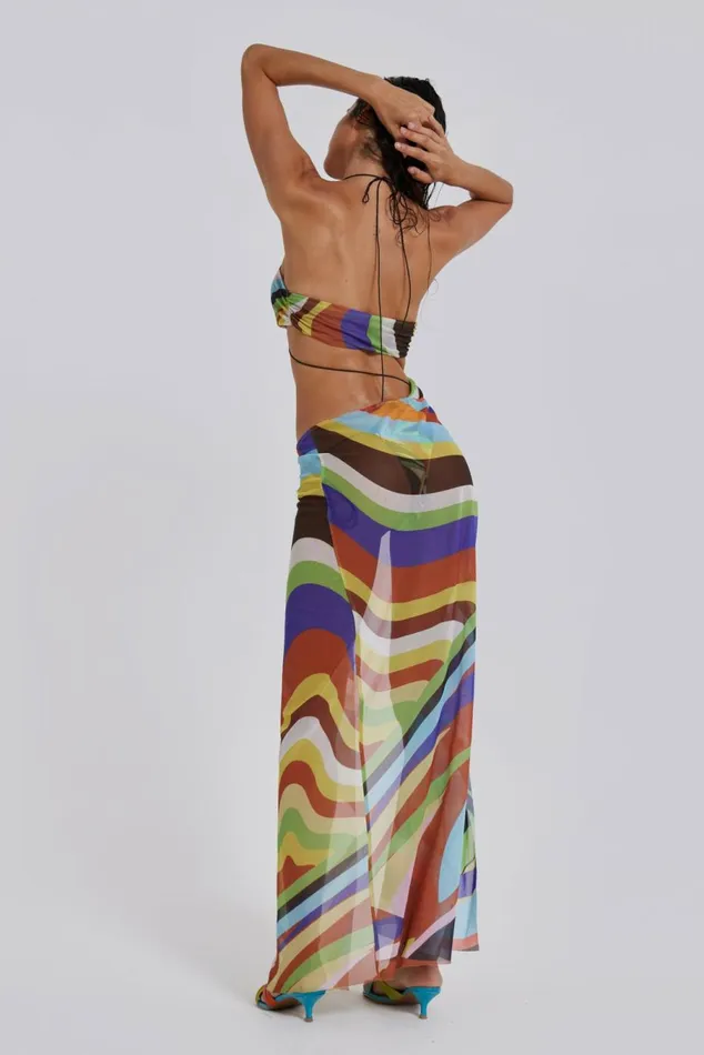 Oliana Draped Maxi Dress Multi Women Jaded London Beach Cover Ups