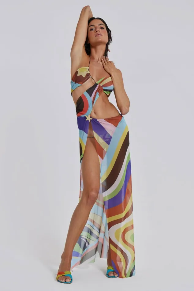 Oliana Draped Maxi Dress Multi Women Jaded London Beach Cover Ups