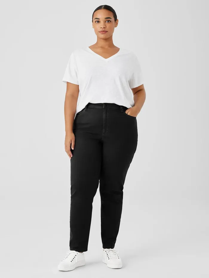 Organic Cotton Denim Slim Jean Black Women Eileen Fisher Pants Shorts and Jumpsuits