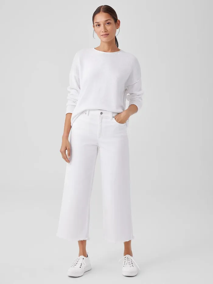 Organic Cotton Denim WideLeg Jean White Women Eileen Fisher Denim