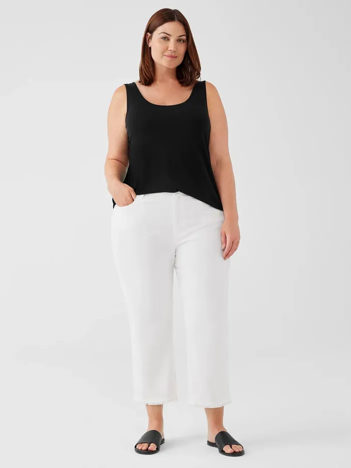 Organic Cotton Denim WideLeg Jean White Women Eileen Fisher Denim