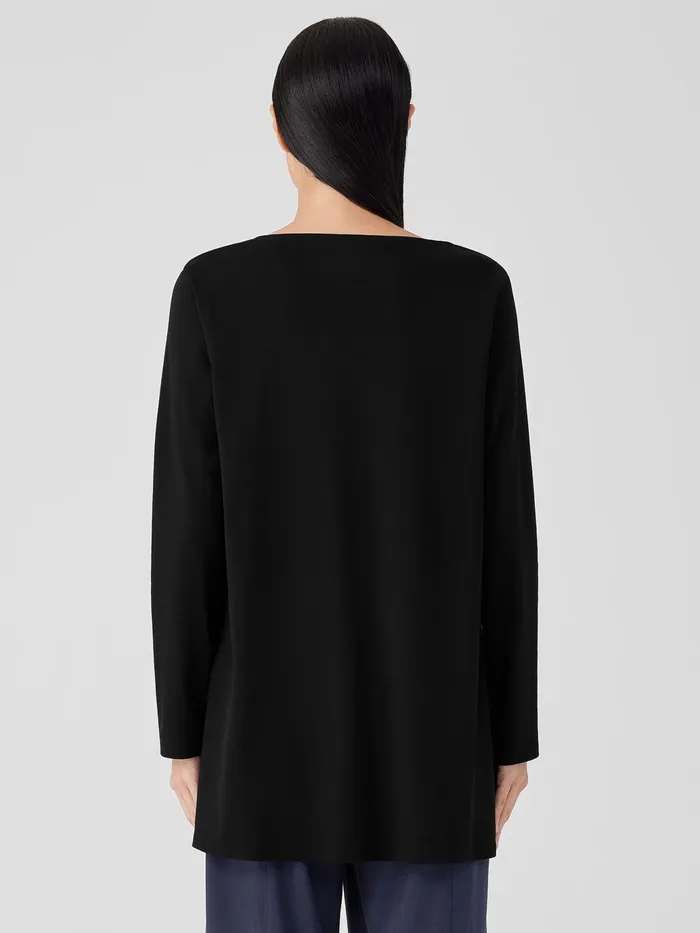 Organic Cotton Interlock Long Sleep Top Black Women Eileen Fisher Sleepwear