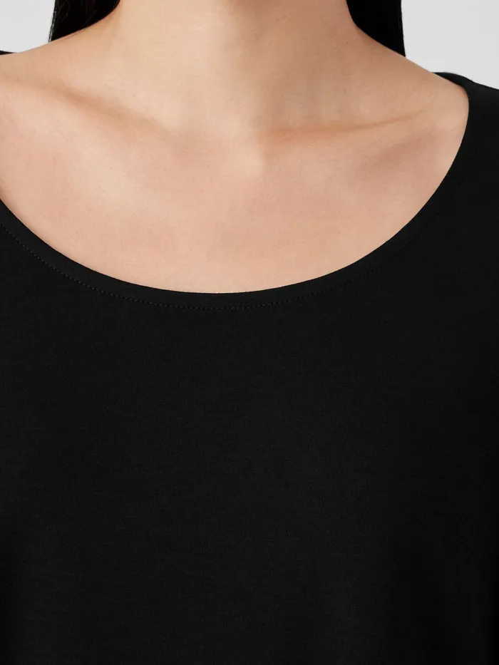 Organic Cotton Interlock Long Sleep Top Black Women Eileen Fisher Sleepwear