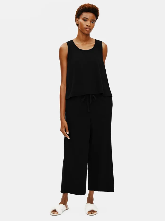 Organic Cotton Interlock UNeck Sleep Tank Black Women Eileen Fisher Sleepwear