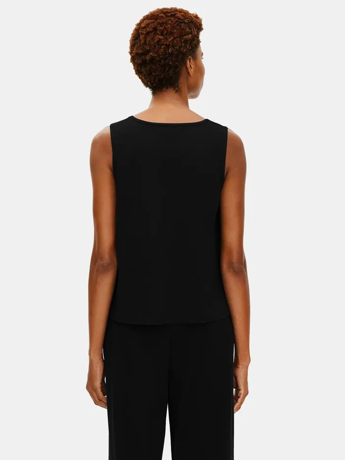 Organic Cotton Interlock UNeck Sleep Tank Black Women Eileen Fisher Sleepwear