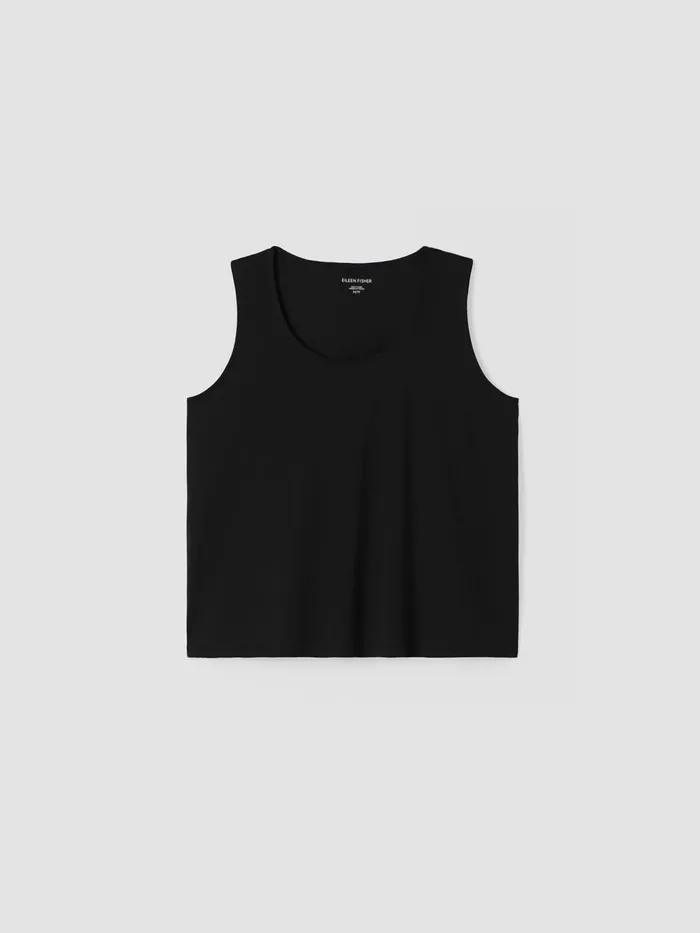 Organic Cotton Interlock UNeck Sleep Tank Black Women Eileen Fisher Sleepwear