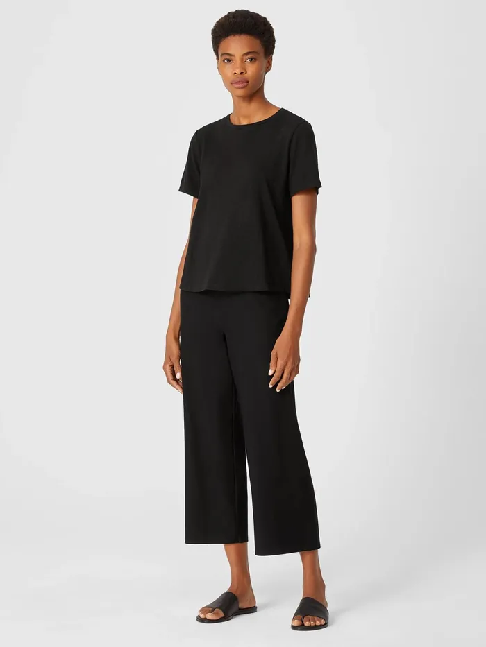 Organic Cotton Slub Tee Black Women Eileen Fisher Tops and Tees