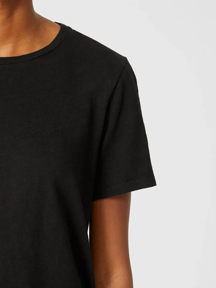 Organic Cotton Slub Tee Black Women Eileen Fisher Tops and Tees