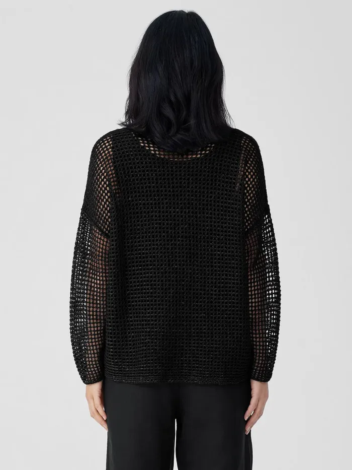 Organic Linen DlavRound Neck Top Black Women Eileen Fisher Sweaters and Cardigans