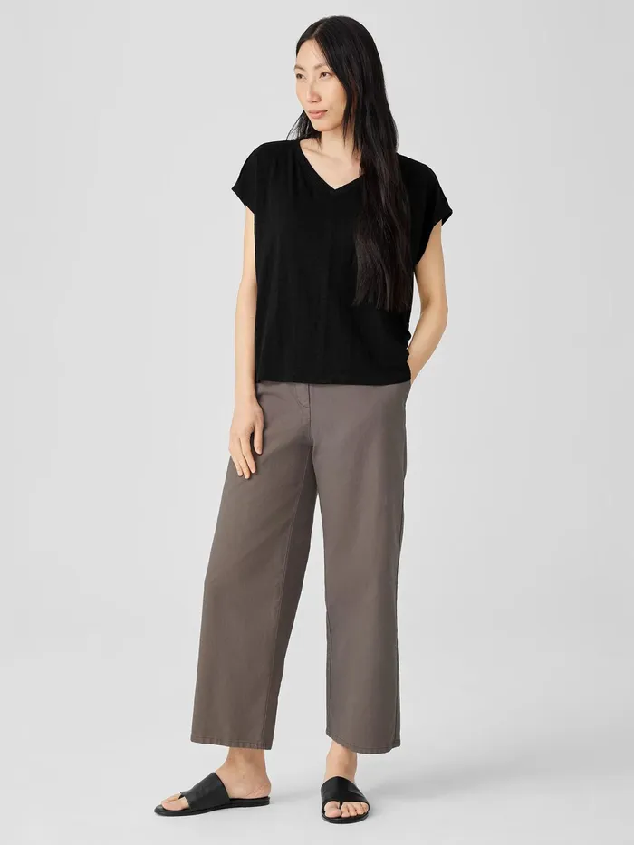 Organic Linen Jersey VNeck Tee Black Women Eileen Fisher Tops and Tees