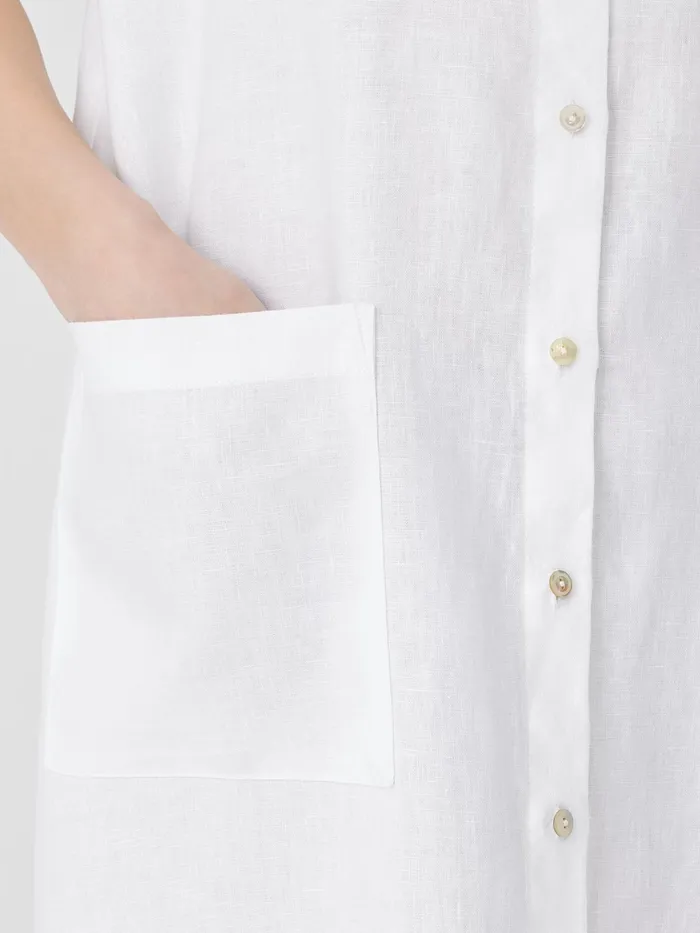 Organic Linen Sleeveless Dress White Women Eileen Fisher Petite
