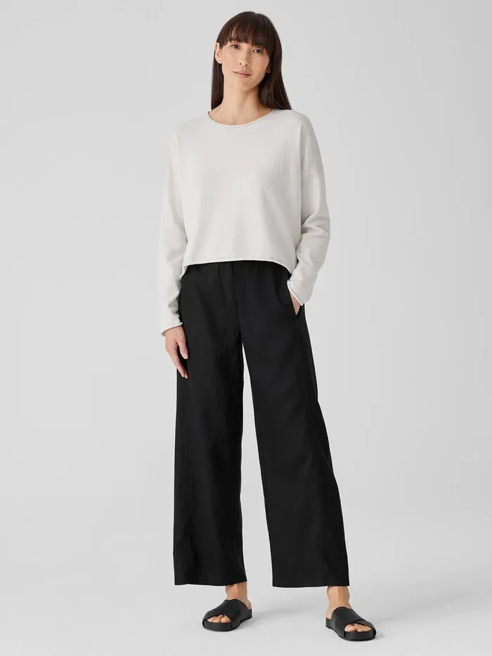 Organic Linen Wide Trouser Pant Black Women Eileen Fisher Pants Shorts and Jumpsuits