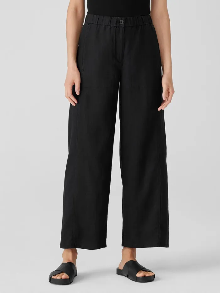 Organic Linen Wide Trouser Pant Black Women Eileen Fisher Pants Shorts and Jumpsuits