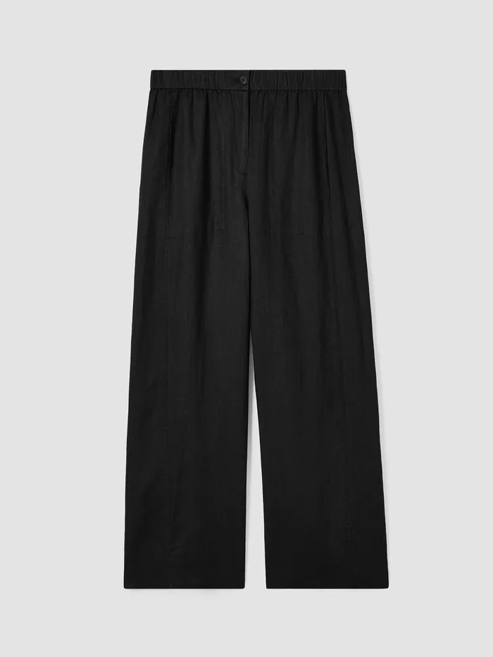 Organic Linen Wide Trouser Pant Black Women Eileen Fisher Pants Shorts and Jumpsuits