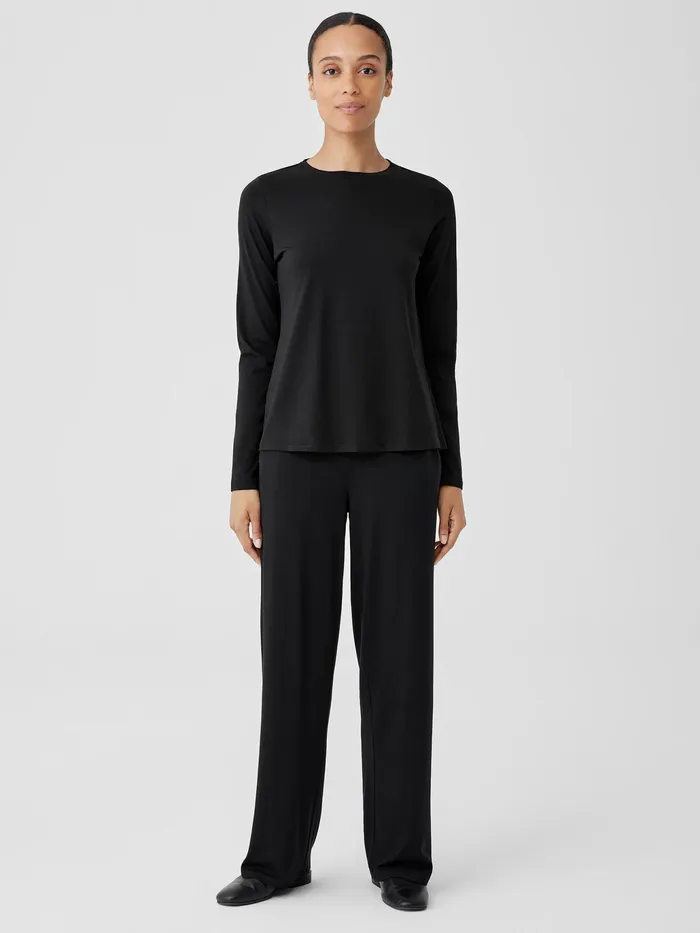 Organic Pima Cotton Jersey LongSleeve Tee Black Women Eileen Fisher Tops and Tees