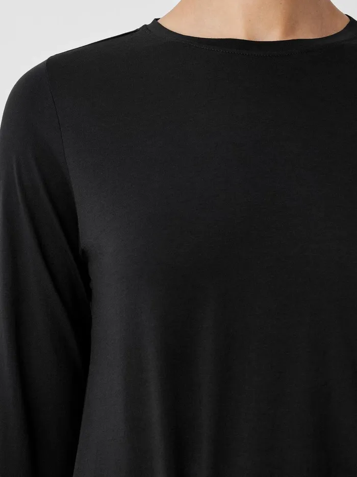 Organic Pima Cotton Jersey LongSleeve Tee Black Women Eileen Fisher Tops and Tees