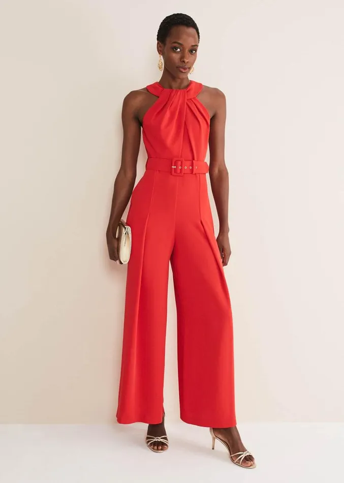 Orla Twist Neck Jumpsuit Fire Women Phase Eight Dresses