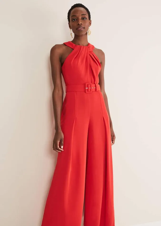 Orla Twist Neck Jumpsuit Fire Women Phase Eight Dresses