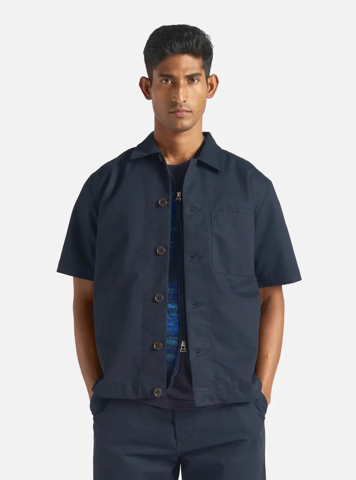 Overshirts Men Universal Works Universal Works Tech Overshirt In Navy Brushed Polytech