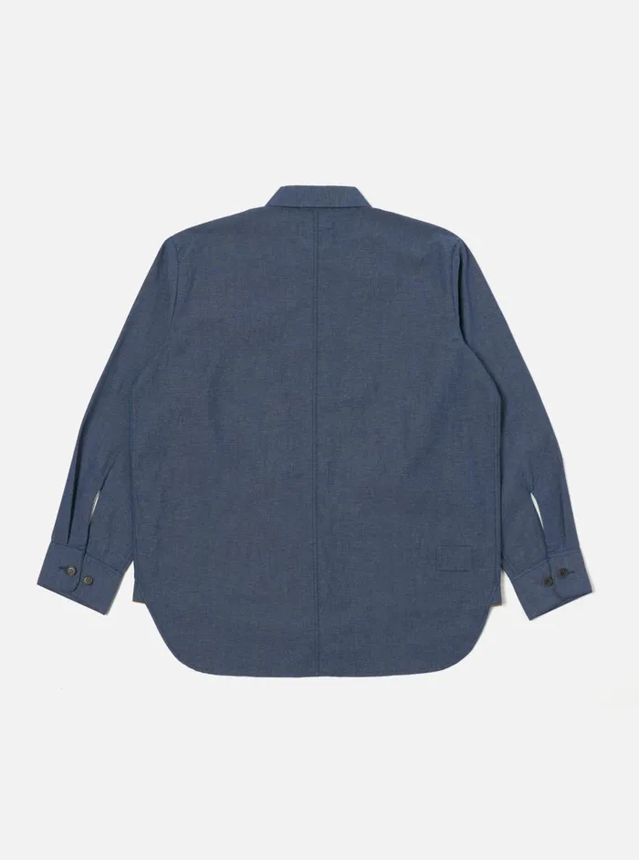 Overshirts Men Universal Works Universal Works Travail Overshirt In Indigo Denim Pinstripe