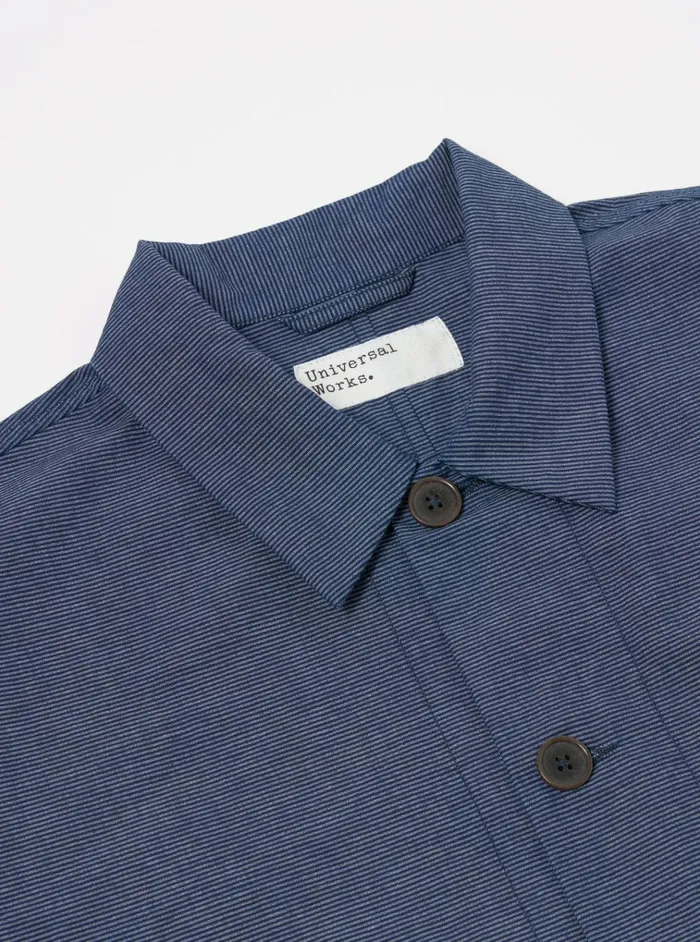 Overshirts Men Universal Works Universal Works Travail Overshirt In Indigo Denim Pinstripe