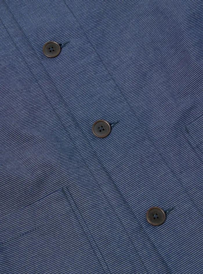 Overshirts Men Universal Works Universal Works Travail Overshirt In Indigo Denim Pinstripe