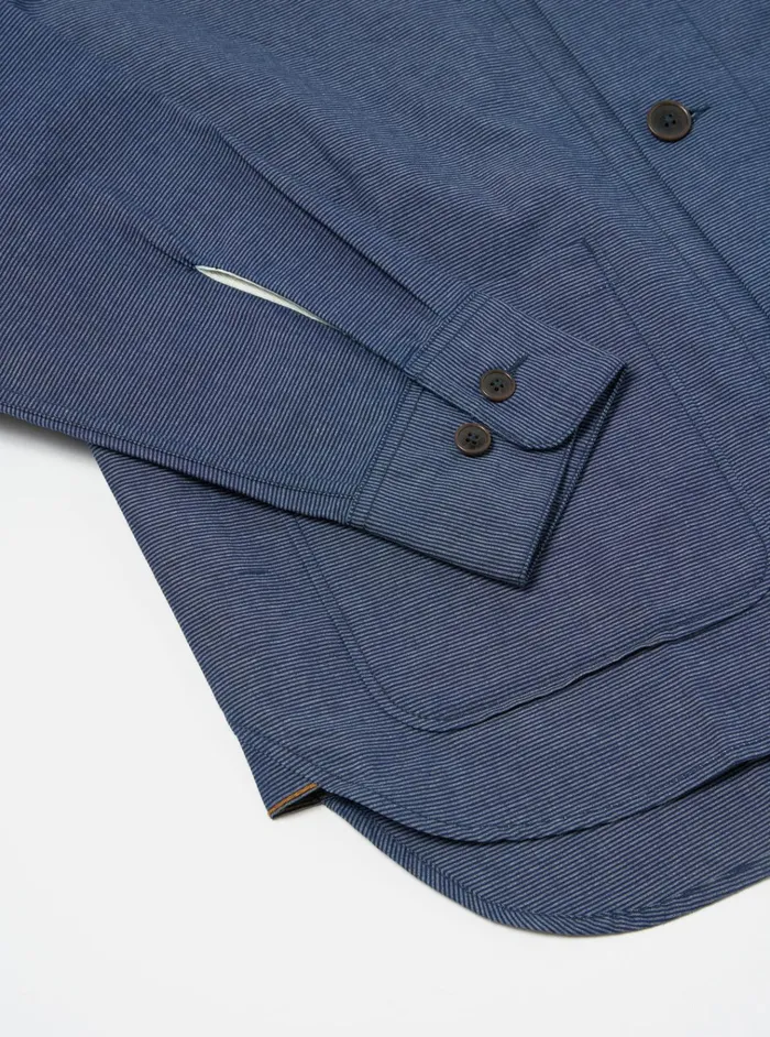 Overshirts Men Universal Works Universal Works Travail Overshirt In Indigo Denim Pinstripe