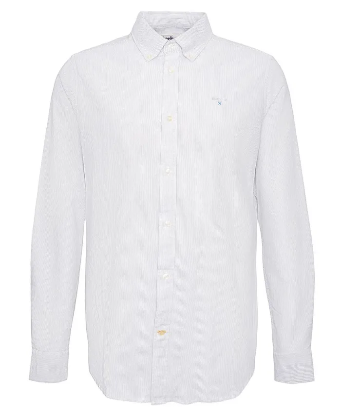 Oxford Tailored LongSleeved Striped Shirt Sky Blue Men Barbour Shirts