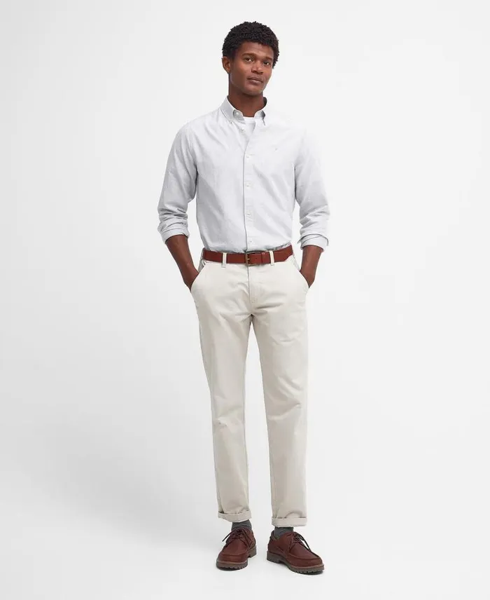 Oxford Tailored LongSleeved Striped Shirt Sky Blue Men Barbour Shirts