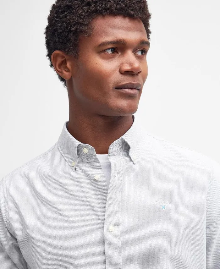 Oxford Tailored LongSleeved Striped Shirt Sky Blue Men Barbour Shirts