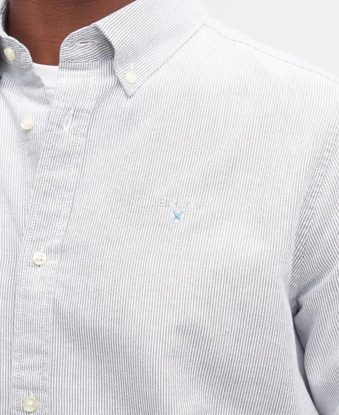 Oxford Tailored LongSleeved Striped Shirt Sky Blue Men Barbour Shirts