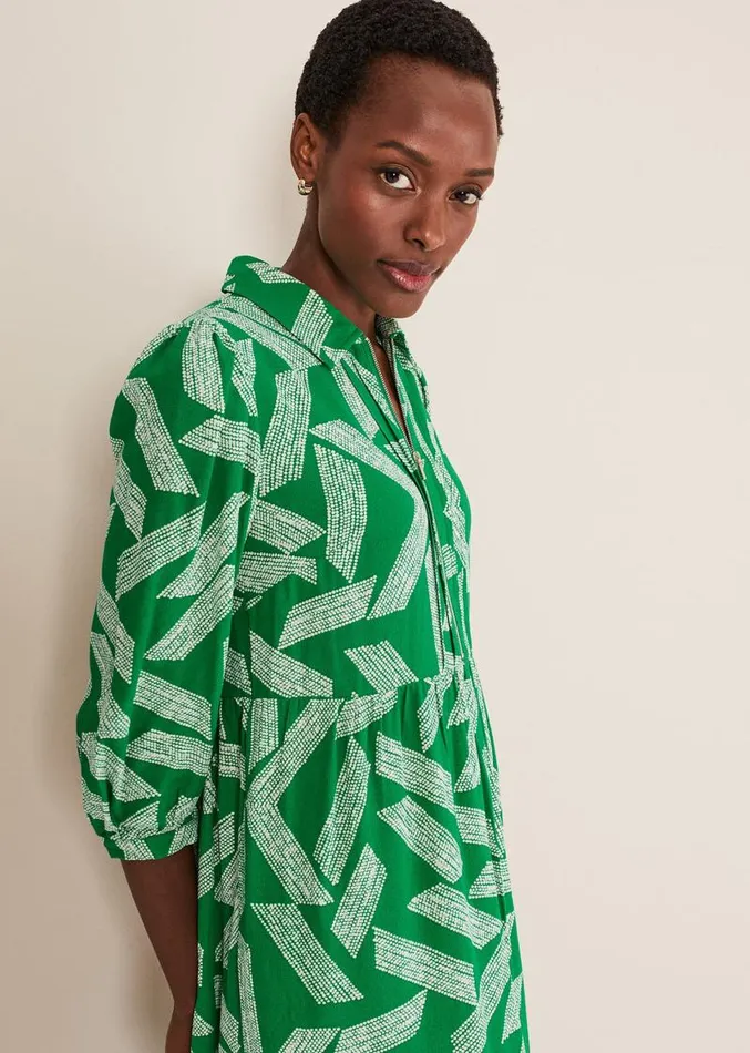 Penele Abstract Midi Dress Green Women Phase Eight Dresses
