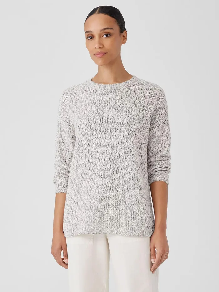 Peruvian Organic Cotton Crimp Crew Neck Long Top Sea Salt Women Eileen Fisher Sweaters and Cardigans Peruvian Organic Cotton Crimp Crew Neck Long Top Sea Salt Women Eileen Fisher Sweaters and Cardigans