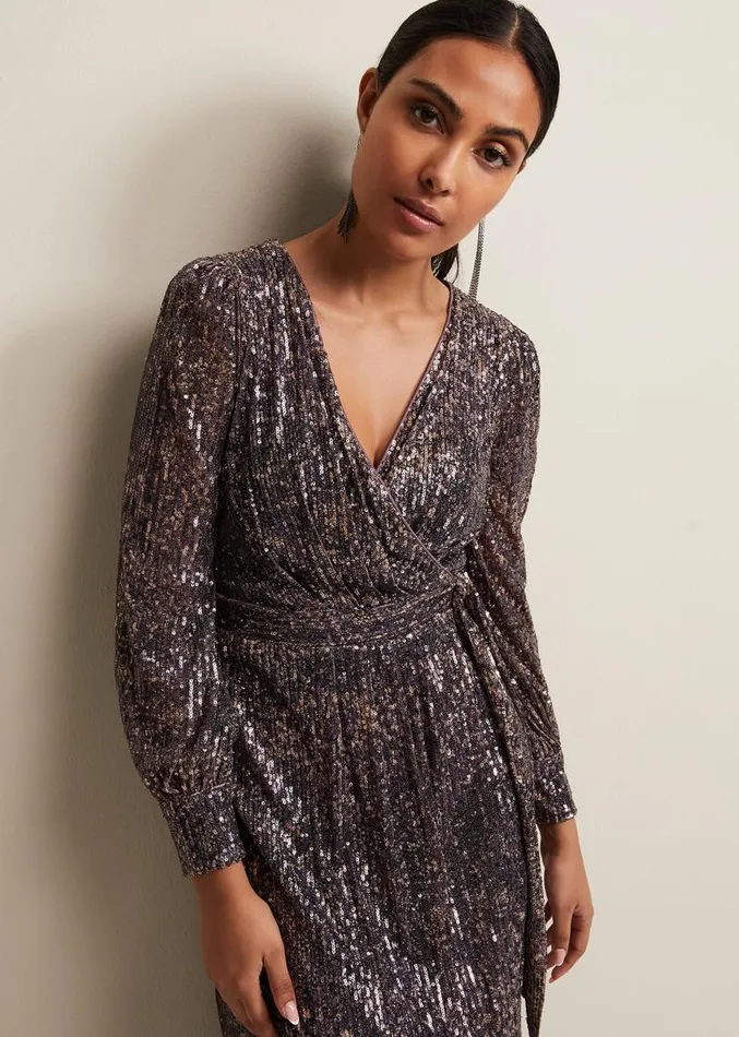 Petite Amily Sequin Maxi Dress Rose Gold Women Phase Eight Dresses